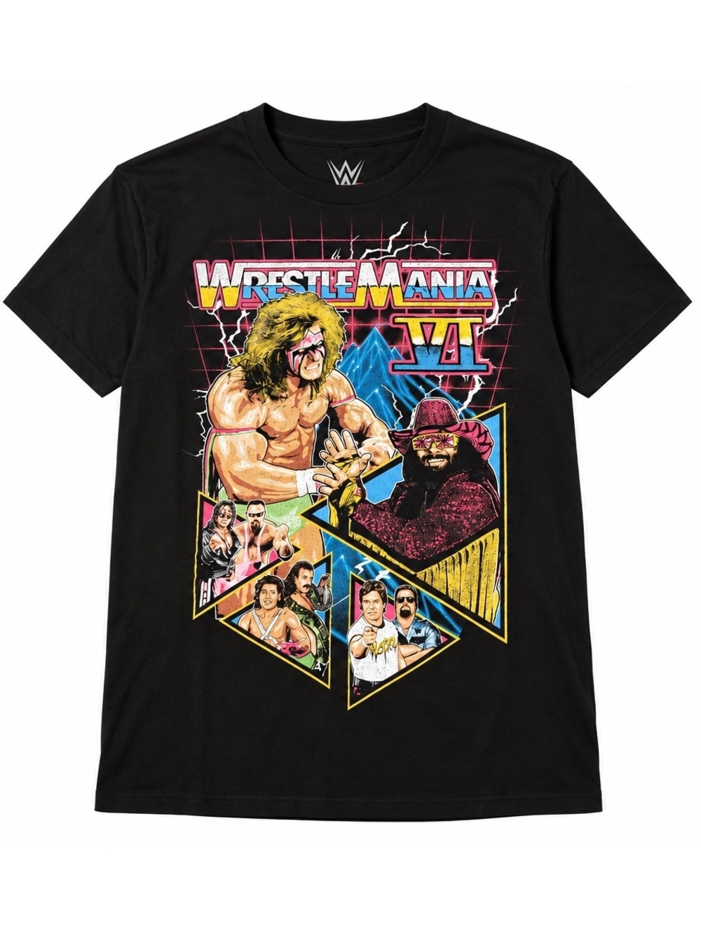 WWE WrestleMania VI Men's Large Black Retro Wrestling Graphic T-Shirt NWT